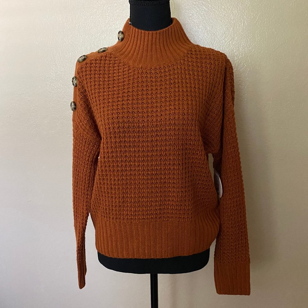 Waffle Knit Sweater with buttons
